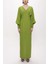 Yeşil Korsiyaj Detaylı V Yaka Uzun Elbise 94163 7