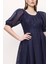 Mavi Balon Kol Kemerli Elbise 93096 8