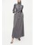 Gri Balıkçı Yaka Ribana Detaylı Uzun Elbise 94156 1