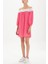 Pembe Düşük Omuz Dantelli Mini Elbise 92307 2