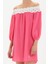Pembe Düşük Omuz Dantelli Mini Elbise 92307 3