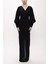 Siyah Korsiyaj Detaylı V Yaka Uzun Elbise 94163 7
