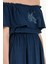Lacivert Lastikli Koton Uzun Elbise 92178 7