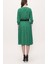 Yeşil Bele Oturan Pilili Elbise 93735 9