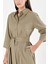 Koyu Haki Kemerli Bol Poplin Elbise 93995 5
