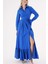 Mavi Kemerli Etek Ucu Büzgülü Uzun Gömlek Elbise 94207 1