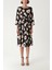 Siyah Bej Loose Fit Dress With Tassel Belt Detail 94366 2