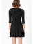 Siyah Kemerli Dirsek Kollu Mini Elbise 91218 4