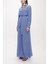 Mavi Şerit Aksesuarlı Kemerli Uzun Gömlek Elbise 94153 3