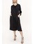 Siyah Büyük Yaka Detaylı Bol Kesim Elbise 94118 5