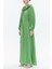 Yeşil Reglan Kol Salaş Uzun Elbise 93356 5