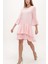 Pembe Bol Kesim Fırfırlı Mini Elbise 92395 5