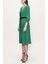 Yeşil Bele Oturan Pilili Elbise 93735 2