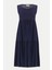 Lacivert Sırt Dekolteli Kısa Kollu Midi Elbise 92399 5