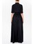 Siyah Büzgülü Tafta Uzun Gömlek Elbise 94250 4