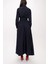 Lacivert Büzgülü Uzun Tafta Gömlek Elbise 94198 4