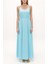 Turkuaz Bağcıklı Ip Askılı Uzun Elbise 92378 6