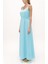 Turkuaz Bağcıklı Ip Askılı Uzun Elbise 92378 2