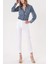 Beyaz Beli Lastikli Boru Paça Pantolon 41630 1