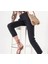Siyah Beli Lastikli Boru Paça Pantolon 41630 5