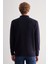 Koyu Lacivert Fermuarlı Polo Yaka Uzun Kol Cepsiz Comfort Fit Casual Pamuklu Triko Kazak 1012255202 5
