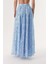 Mavi Fermuarlı Uzun Dantel Etek 81240 4