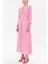 Pembe V Yaka Uzun Elbise 92840 2