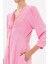 Pembe V Yaka Uzun Elbise 92840 3