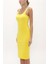 Sarı Askılı Dar Kesim Mini Örme Elbise 91967 3