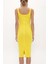 Sarı Askılı Dar Kesim Mini Örme Elbise 91967 4