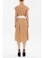 Bej Piliseli Kemerli Midi Elbise 93288 4