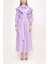 Lila Yakası Volanlı Gömlek Elbise 93510 1