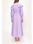 Lila Yakası Volanlı Gömlek Elbise 93510 4