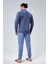 Mooncover Erkek Kışlık Göğüs Cebi Detaylı Pijama Takımı Jeans 4