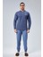 Mooncover Erkek Kışlık Göğüs Cebi Detaylı Pijama Takımı Jeans 5
