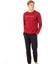 6093 Erkek Bordo Uzun Kollu Bisiklet Yaka Pijama Takımı 1