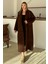 Oversize Kalın Triko Uzun Hırka Kahve 8274 1
