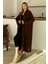 Oversize Kalın Triko Uzun Hırka Kahve 8274 4