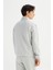 Regular Fit Normal Kesim Kapüşonlu Fermuar Detaylı Gri Melanj Sweatshirt 5