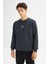 Regular Fit Normal Kesim Bisiklet Yaka Içi Polarlı Antrasit Sweatshirt 3