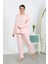 Kadın Büyük Beden Uzun Kol Penye Pijama Takımı Pembe 3