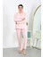 Kadın Büyük Beden Uzun Kol Penye Pijama Takımı Pembe 4