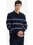 Standart Fit Polo Yaka Çizgili Triko Kazak F2772AX25WN 3