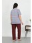 Kadın Büyük Beden Kısa Kol Penye Pijama Takımı Mavi 5