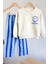 Smile Detaylı Çizgili Unisex Çocuk takım - Mavi 3