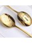 Altın Servis Kaşıkları 6 Parça, Ayna Cilalı Paslanmaz Çelik Servis Gereçleri, 3 Servis Kaşığı ve 3 Delikli Kaşık (Yurt Dışından) 4