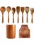 Parça Ahşap Yemek Kaşıkları, Yemek Pişirmek Için Ahşap Gereçler ve Gereç Tutucu, Tik Ağacından Mutfak Gereçleri Seti (Yurt Dışından) 1