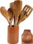 Parça Ahşap Yemek Kaşıkları, Yemek Pişirmek Için Ahşap Gereçler ve Gereç Tutucu, Tik Ağacından Mutfak Gereçleri Seti (Yurt Dışından) 2