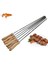 Kebap Barbekü Paslanmaz Çelik Şişler Ahşap Saplı Düz Yeniden Kullanılabilir Metal Şiş Çubukları Saklama Çantası ile 6 Adet (Yurt Dışından) 3