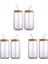 6 Parça Set ] Bambu Kapaklı ve Cam Pipetli Cam Bardaklar - Bira Kutusu Şeklinde Içecek Bardakları, 16 Oz Buzlu Kahve Bardakları (Yurt Dışından) 1